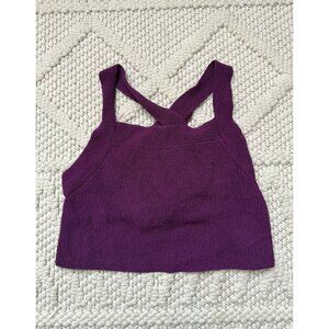 Aritzia Wilfred Cayenne Knit Purple Cropped Top Strappy Back Basics Coquette S